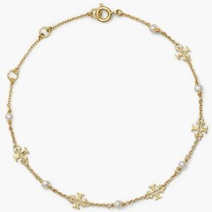 Tory Burch Gold Necklace with Pearl Details